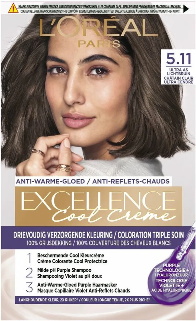 L'Oréal Paris Excellence Cool Crème Ultra As Lichtbruin 5.11 - Permanente Haarkleuring