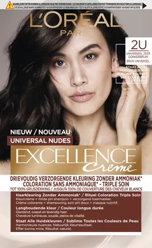 L'Oréal Paris Excellence Universal Nudes 3U - Universeel Donkerbruin - Permanente haarverf