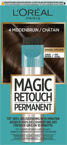 L’Oréal Paris Magic Retouch Permanent 4 - Middenbruin - Permanente Haarkleuring