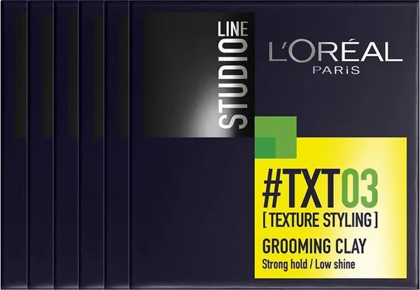 L’Oréal Paris Studio Line #TXT 03 Grooming Clay - 6 x 75 ml - Clay - Voordeelverpakking