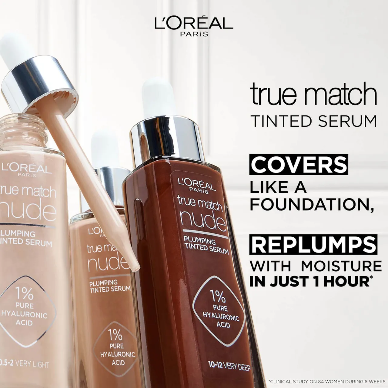 L'Oréal Paris True Match Nude Plumping Tinted Serum (Various Shades) - 4-5 Medium
