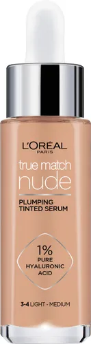 L'Oréal Paris True Match Nude Volumegevend Getint Serum Foundation met hyaluronzuur - 3-4 Light Medium - 30ml - Vegan
