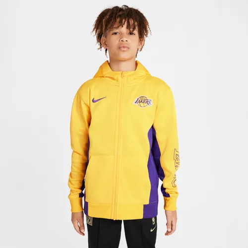 Los Angeles Lakers Showtime Nike Dri-FIT NBA-hoodie met rits over de hele lengte voor kids - Geel