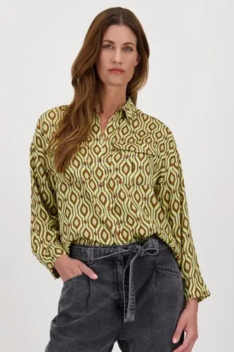 Louise Gele blouse met grijs-bruine print