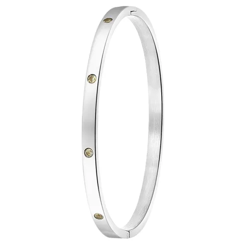 Lucardi Dames Armband bangle geboortestenen - Staal - Armband - Cadeau - Moederdag - Stijlvol - Zilverkleurig