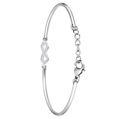Lucardi Dames Armband infinity met kristal - Staal - Armband - Cadeau - Moederdag - 20 cm - Zilverkleurig