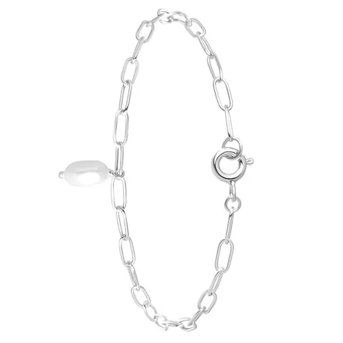 Lucardi Dames Armband met zoetwaterparel - Echt Zilver - Armband - Cadeau - Moederdag - 18 cm - Zilverkleurig
