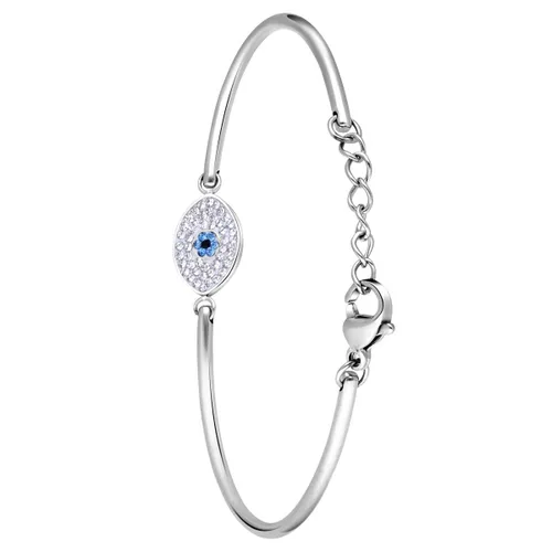 Lucardi Dames Armband oog met kristal - Staal - Armband - Cadeau - Moederdag - 20 cm - Zilverkleurig
