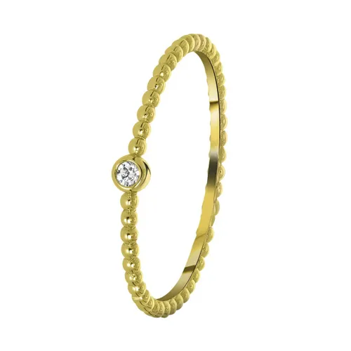 Lucardi Dames Ring goldplated bolletjes met zirkonia - Ring - Cadeau - Moederdag - Echt Zilver - Goudkleurig