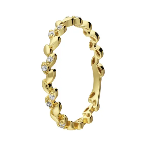 Lucardi Dames Zilveren goldplated ring blad - Ring - 925 Zilver - Goudkleurig - 19 / 60 mm