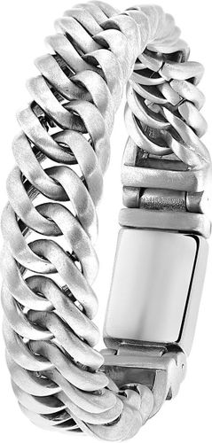 Lucardi Heren schakelarmband mat - Staal - Armband - Cadeau - 19 cm - Zilverkleurig