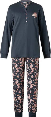 Lunatex dames pyjama dikke tricot - Uni top - S - Blauw