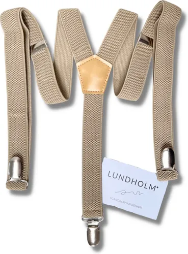 Lundholm Bretels heren volwassenen beige - hoge kwaliteit en stevige clip - Scandinavisch design | Lundholm Ystad serie