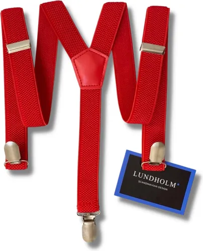 Lundholm Bretels heren volwassenen rood - hoge kwaliteit en stevige clip - Scandinavisch design cadeau voor man tip | Lundholm Ystad serie