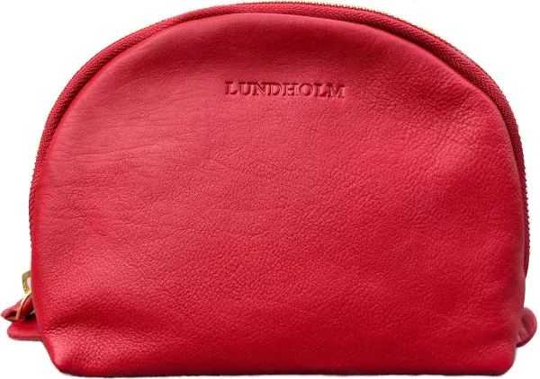 Lundholm leren make up tasje etui dames rood - toilettas dames leer design rood - bag in bag tas organizer - hoogwaardig leer - vrouwen kados cadeau v...