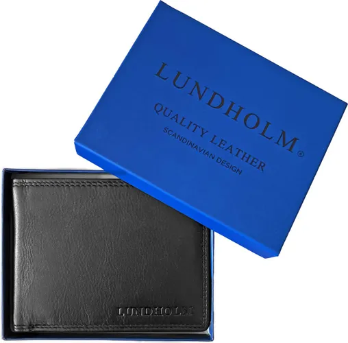 Lundholm leren portemonnee heren rfid zwart - portemonnee heren pasjes houder - Stockholm serie billfold
