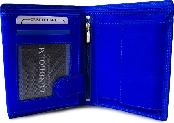Lundholm Portemonnee dames blauw - leren portemonnee billfold formaat - portemonnee dames klein - Portemonnee klein - dames portefeuille kobaltblauw -...