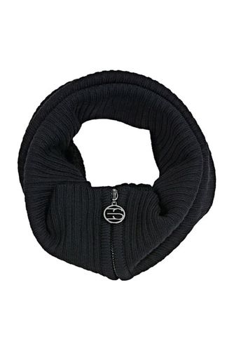 Made Of Merino Wool: Snood With A Logo Zip Black