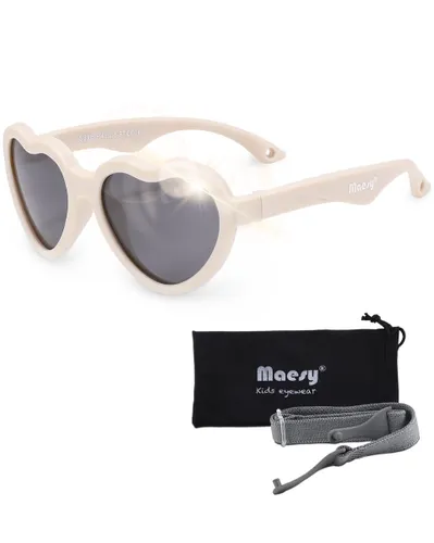 Maesy - baby zonnebril Maes - 0-2 jaar - flexibel buigbaar - verstelbaar elastiek - gepolariseerde UV400 bescherming - jongens en meisjes - hartvormig