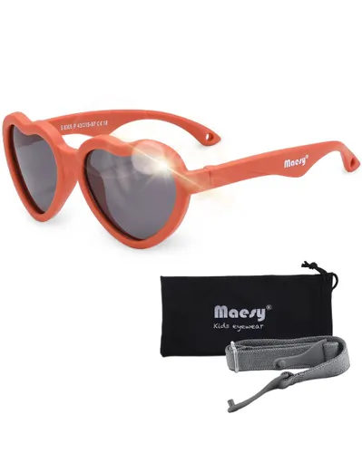 Maesy - baby zonnebril Maes - 0-2 jaar - flexibel buigbaar - verstelbaar elastiek - gepolariseerde UV400 bescherming - jongens en meisjes - hartvormig