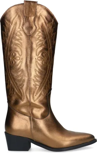 Manfield - Dames - Bronskleurige leren cowboy laarzen