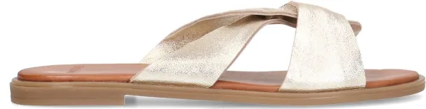 Manfield - Dames - Gouden leren slippers