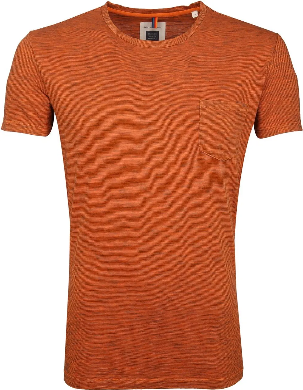 Marc O'Polo - Logo T-shirt Streep Oranje - Heren