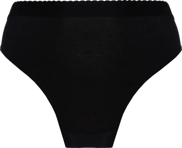 Marly MOON's - Ribana - Bikini Slips - 100% Katoen Rib Stof - Kanten Ondergoed Dames Slips - M - Zwart - 1 Stuk