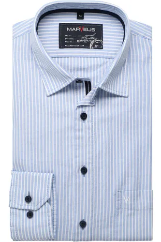 Marvelis Casual Modern Fit Overhemd lichtblauw/wit, Gestreept