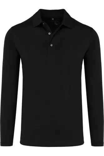 Marvelis Casual Modern Fit Poloshirt lange mouw zwart, Effen