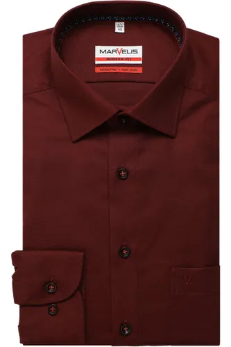 Marvelis Modern Fit Overhemd rood, Faux-uni