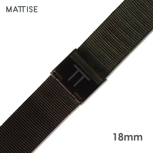 MATTISE Donker Grijs Unisex Verwisselbaar Horlogebandje van Gewoven Staal — 18 mm aanzetmaat — Grijze Horlogeband Horlogebandjes — 18 mm Horloge bandj...