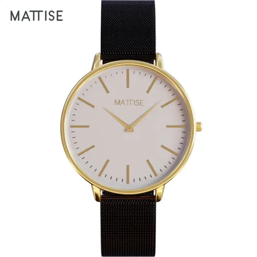 MATTISE Unisex Goud Horloge met Grijs Horlogebandje van Gewoven Staal — Tori 38 mm Quartz Heren Horloge Dames — Horloge voor Mannen Horloge voor Vrouw...