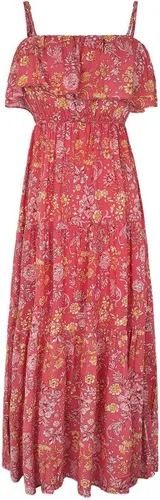 maxi jurk/ rood/roze/ bloemenprint