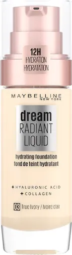 Maybelline New York - Dream Radiant Liquid - 03 True Ivory - Foundation Geschikt voor de Droge Huid met Hyaluronzuur - 30 ml