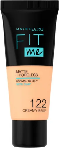 Maybelline New York - Fit Me Matte + Poreless Foundation - 122 Creamy Beige - Medium Dekkende Foundation met Matte Finish voor de Normale tot Vette Hu...