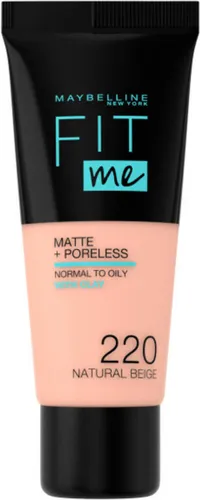 Maybelline New York - Fit Me Matte + Poreless Foundation - 220 Natural Beige - Medium Dekkende Foundation met Matte Finish voor de Normale tot Vette H...