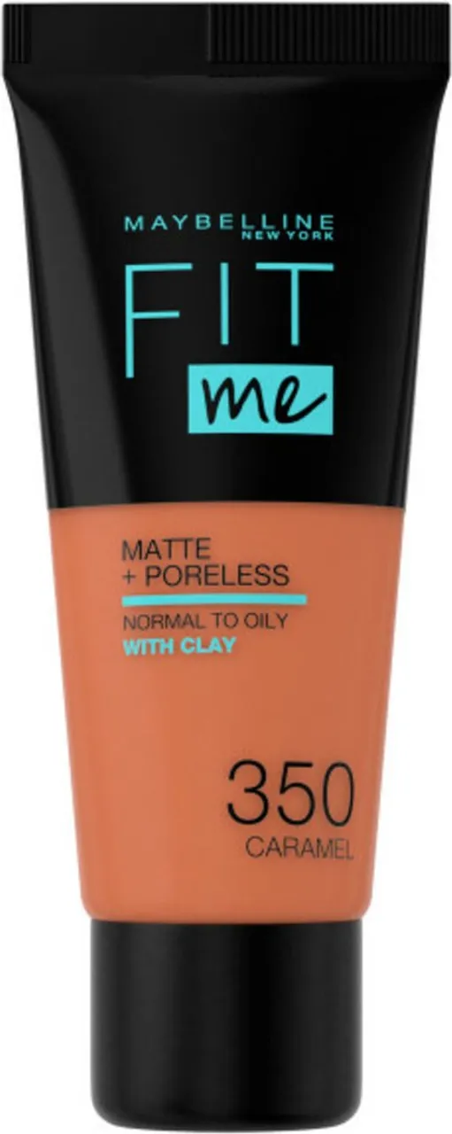 Maybelline New York - Fit Me Matte + Poreless Foundation - 350 Caramel - Medium Dekkende Foundation met Matte Finish voor de Normale tot Vette Huid -...