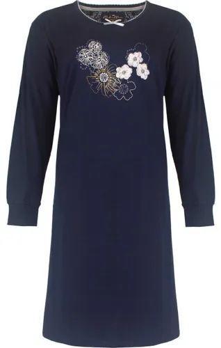 Medaillon Dames Nachthemd - Katoen - Navy Blauw