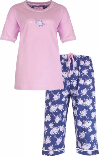Medaillon Dames Pyjama - Roosjes print - 100% Katoen - Roze