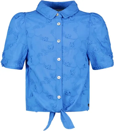 Meisjes blouse met knoop - Blauw