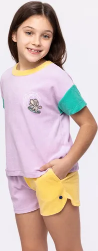 Meisjespyjama spons T-shirt en Short, mauve-Woody