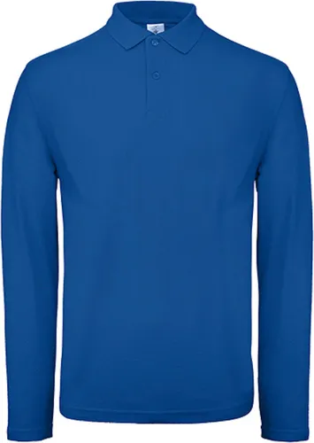 Men's Long Sleeve Polo 'ID.001' Kobaltblauw B&C Collectie