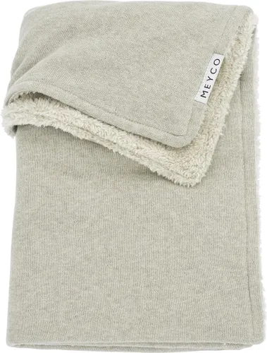 Meyco Baby Knit Basic teddy ledikant deken - sand melange - 100x150cm