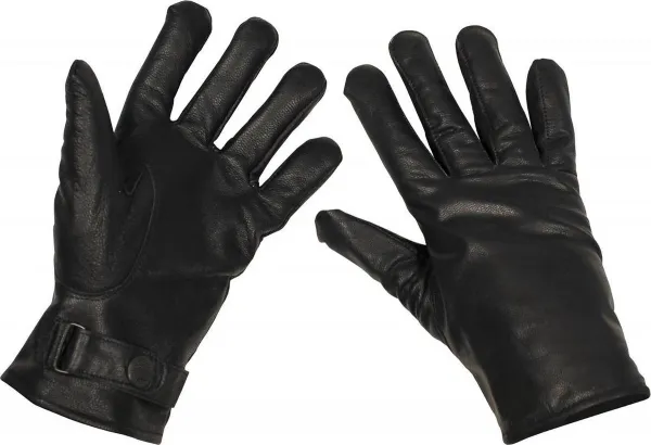 MFH Army leren handschoenen - gevoerd - zwart