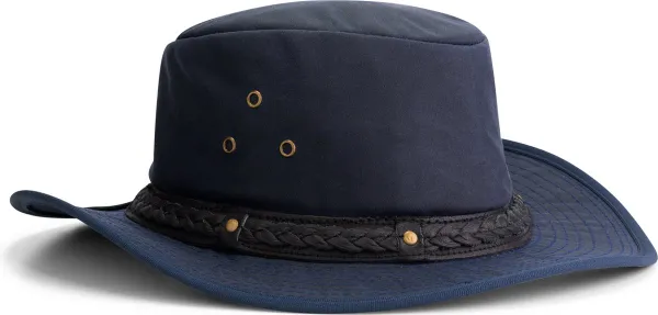 MGO Harper Hoed Gewaxt katoen - Jagershoed - Cowboy hoed - Navy Blauw