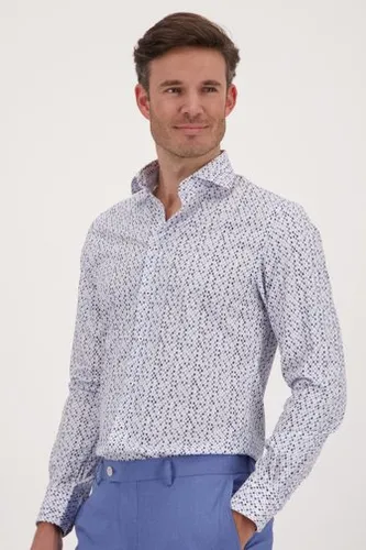 Michaelis Blauw hemd met geruit patroon - Slim fit