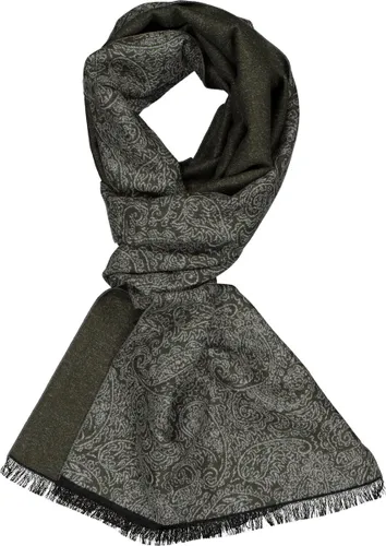 Michaelis heren sjaal - olijfgroen met grijs dessin