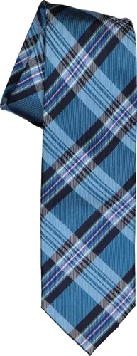 Michaelis stropdas - zijde - blauw met turquoise en wit geruit