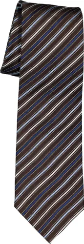 Michaelis stropdas - zijde - donkerbruin met blauw en wit gestreept